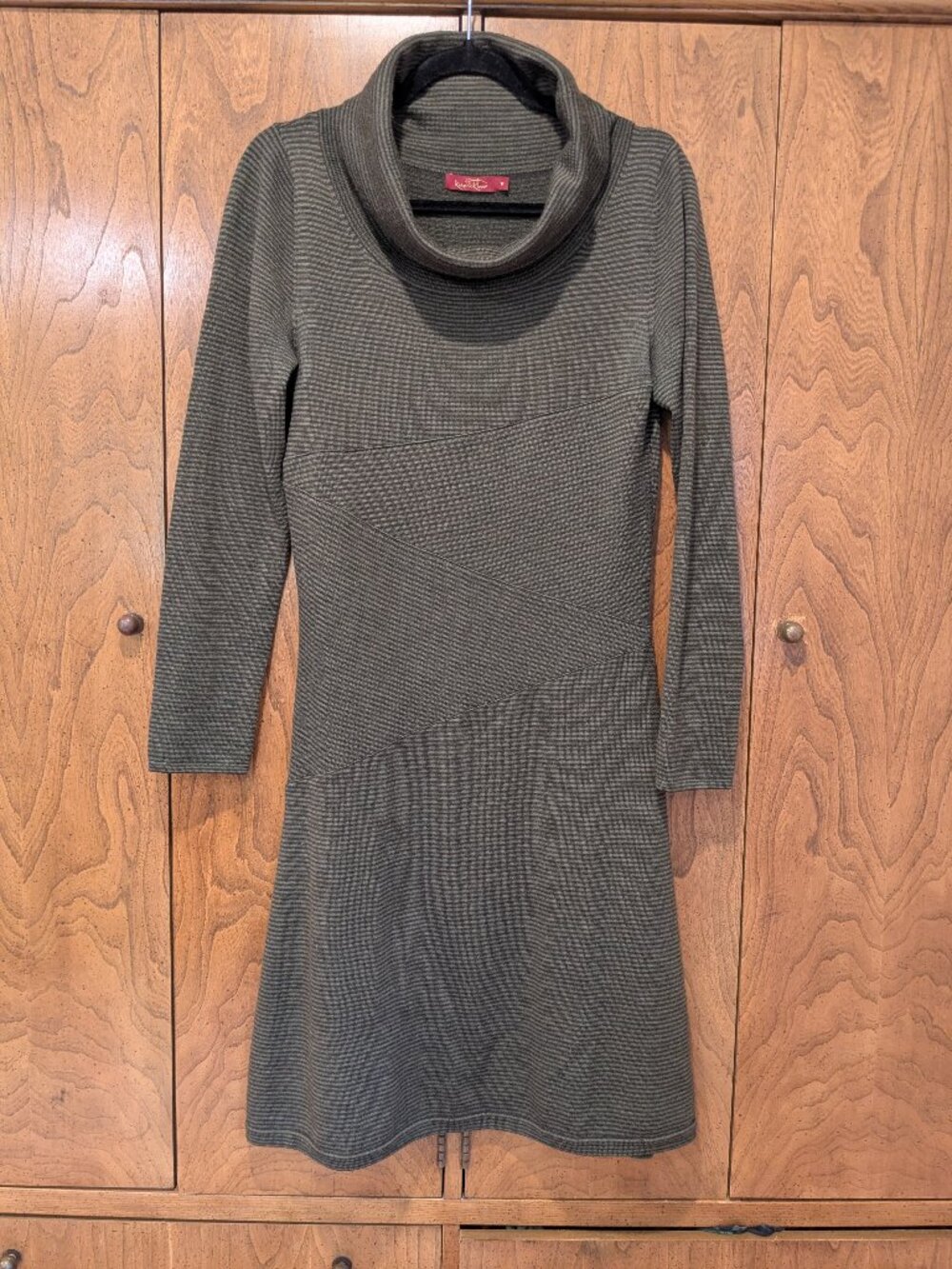 Krimson Klover Merino Wool Sweater Dress Med Olive Apres Ski Cabin Core Knit Top